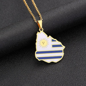 Uruguay Flag Map Necklace