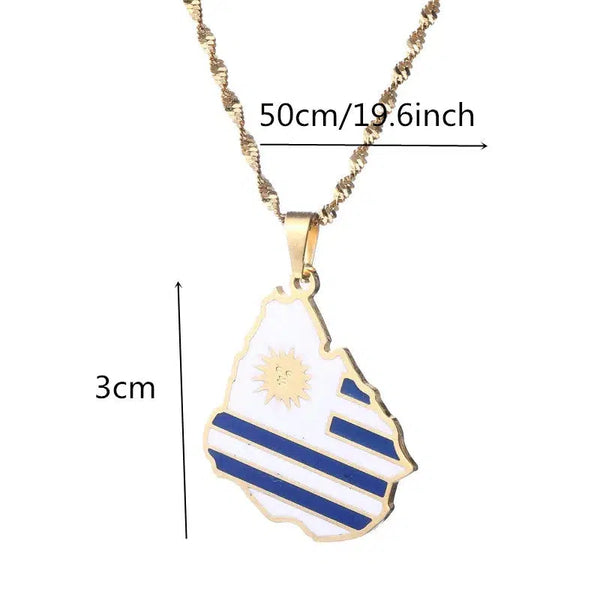 Uruguay Flag Map Necklace