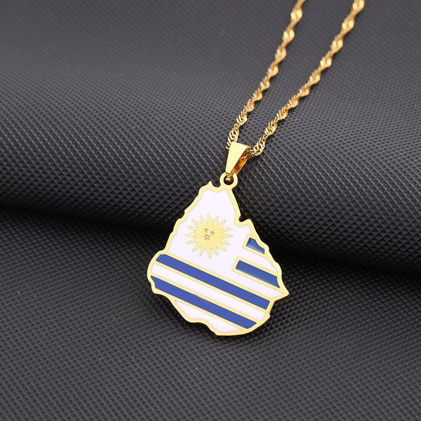 Uruguay Flag Map Necklace