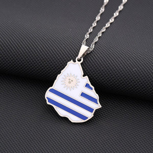 Uruguay Flag Map Necklace