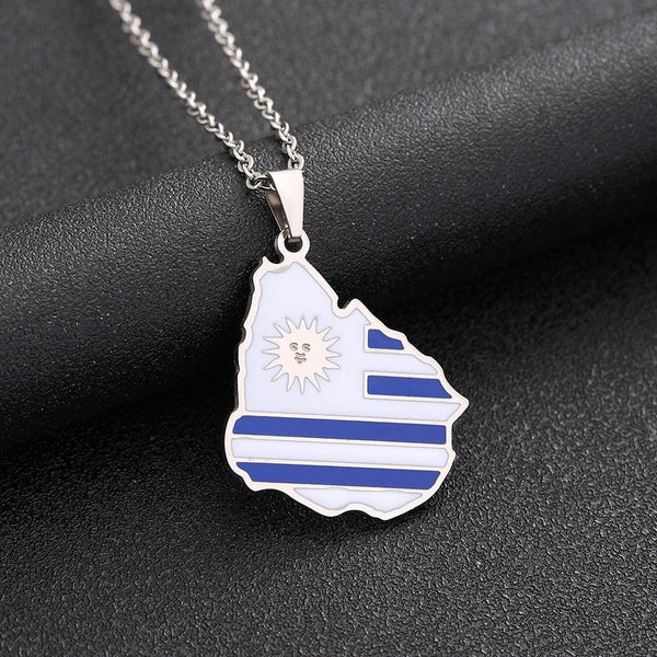 Uruguay Flag Map Necklace