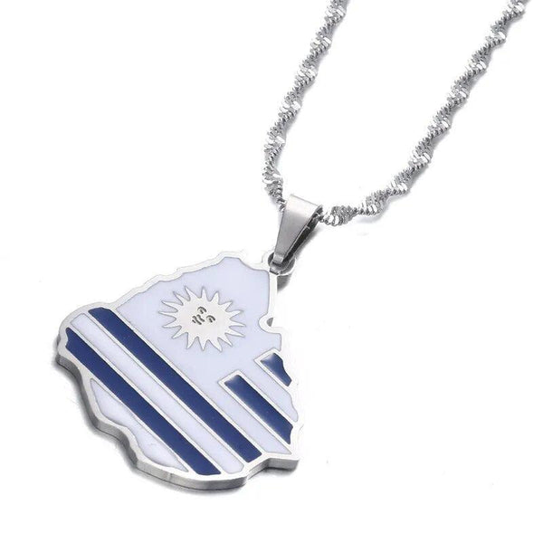 Uruguay Flag Map Necklace