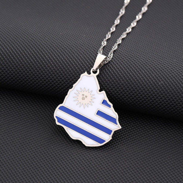 Uruguay Flag Map Necklace