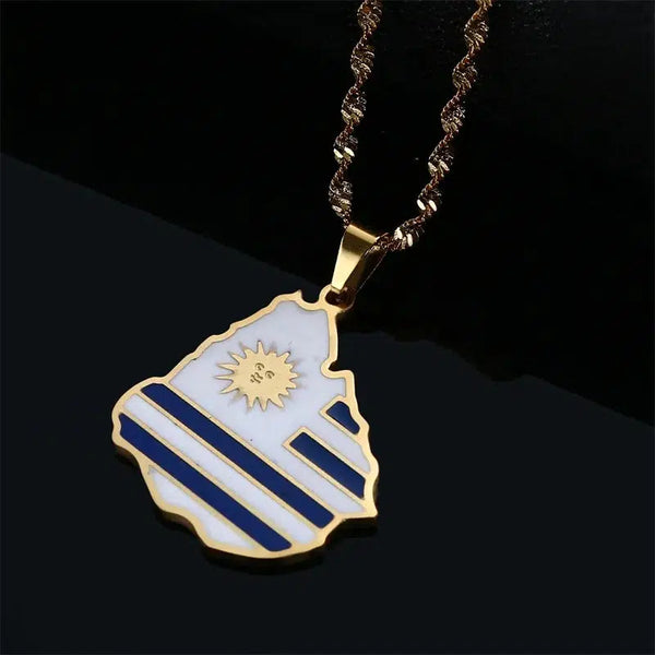 Uruguay Flag Map Necklace