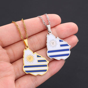 Uruguay Flag Map Necklace