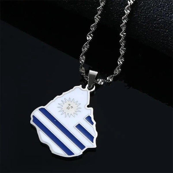 Uruguay Flag Map Necklace