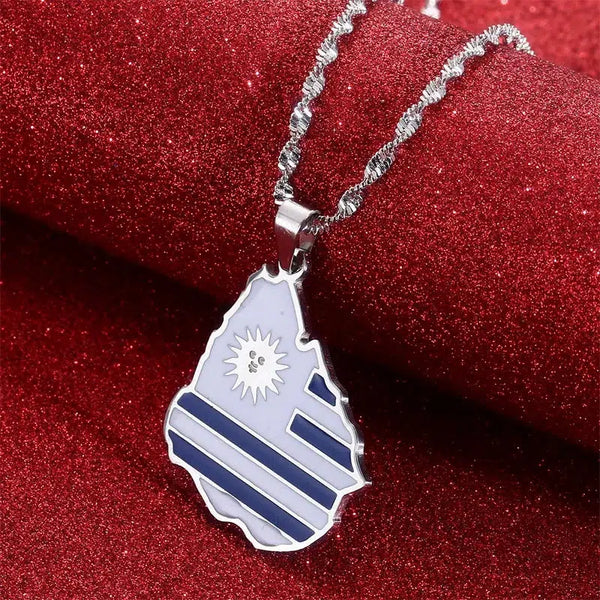 Uruguay Flag Map Necklace