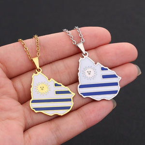 Uruguay Flag Map Necklace