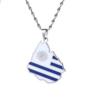 Uruguay Flag Map Necklace