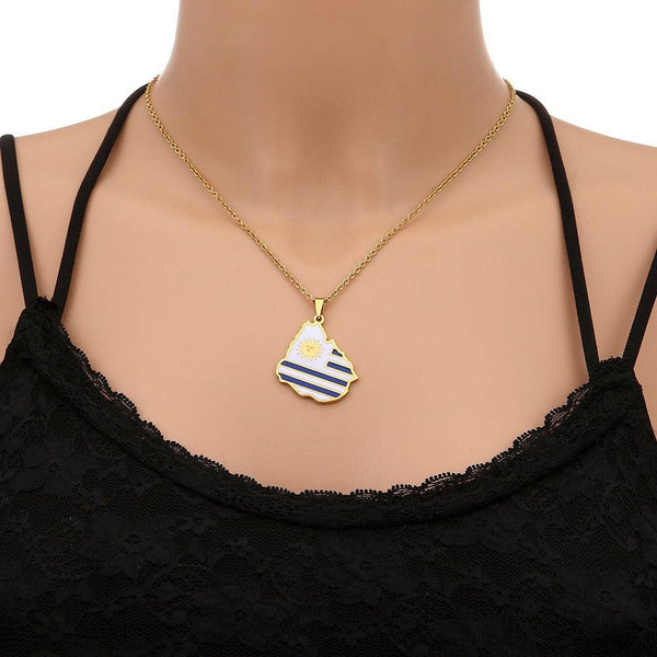 Uruguay Flag Map Necklace