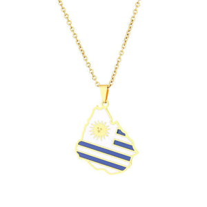 Uruguay Flag Map Necklace