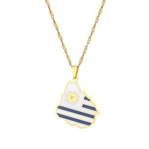 Uruguay Flag Map Necklace