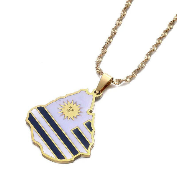 Uruguay Flag Map Necklace