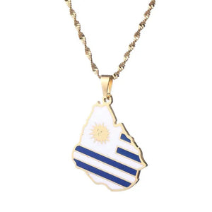 Uruguay Flag Map Necklace