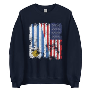 Uruguay USA Flag - Half American Sweatshirt