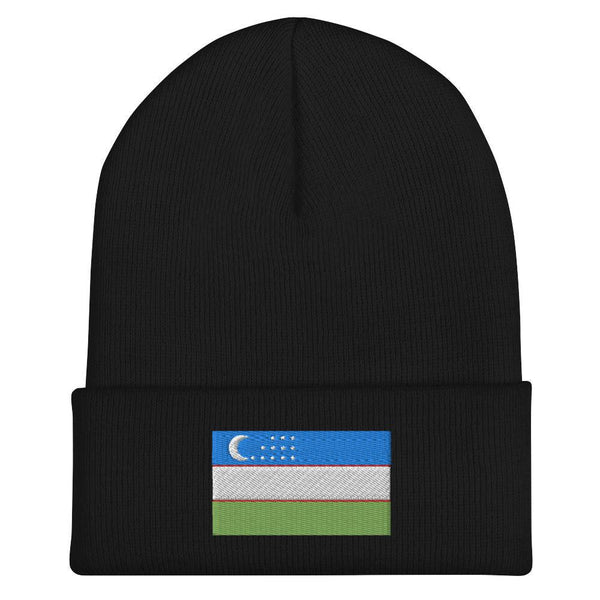 Uzbekistan Flag Beanie - Embroidered Winter Hat