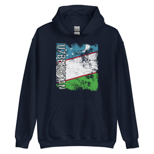 Uzbekistan Flag - Distressed Flag Hoodie