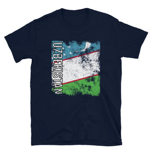 Uzbekistan Flag Distressed T-Shirt