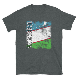 Uzbekistan Flag Distressed T-Shirt