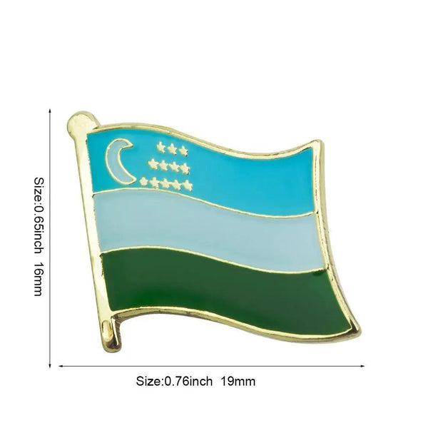 Uzbekistan Flag Lapel Pin Collection - Enamel Pin Flag