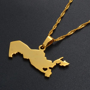 Uzbekistan Map Necklace