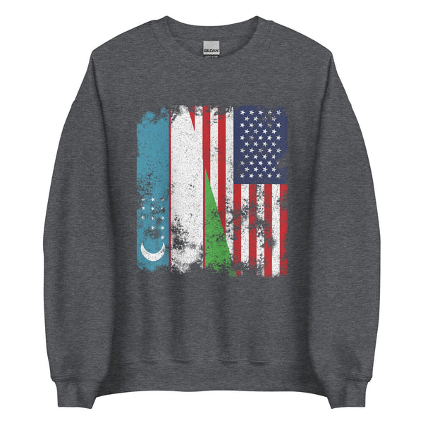 Uzbekistan USA Flag - Half American Sweatshirt