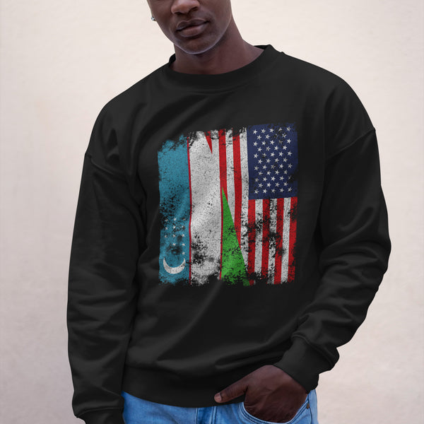 Uzbekistan USA Flag - Half American Sweatshirt