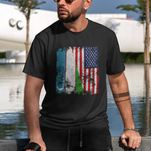 Uzbekistan USA Flag - Half American T-Shirt