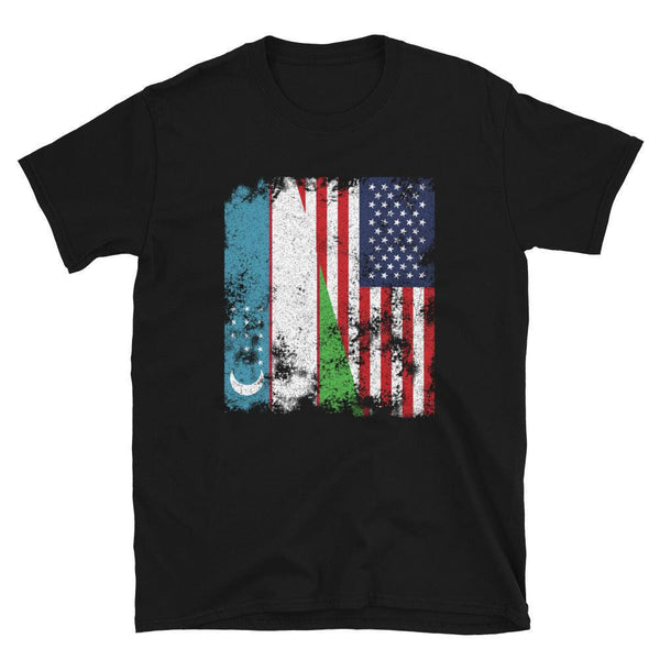 Uzbekistan USA Flag - Half American T-Shirt