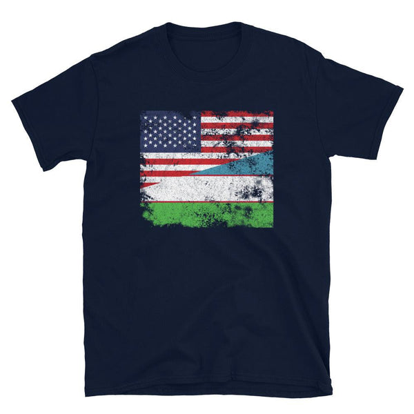 Uzbekistan USA Flag T-Shirt