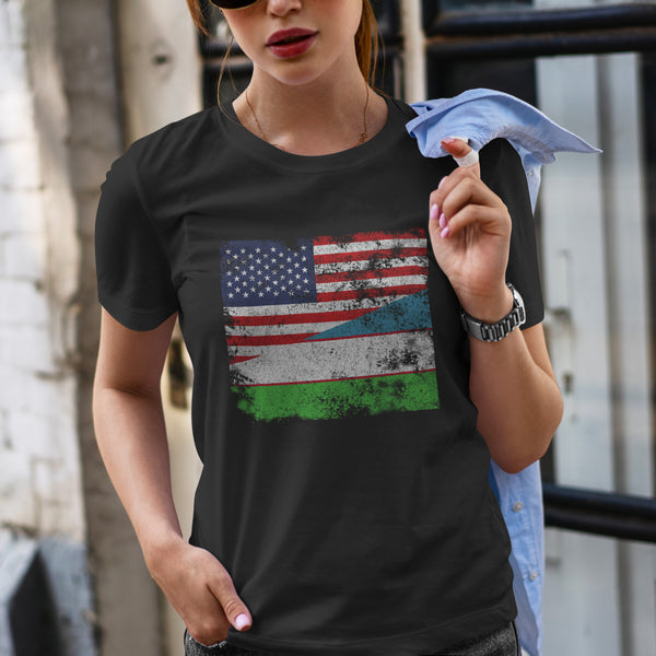 Uzbekistan USA Flag T-Shirt
