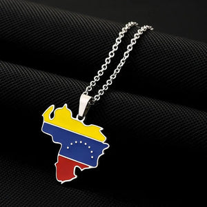 Venezuela Flag Map Necklace