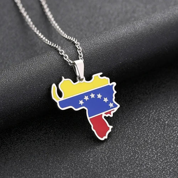 Venezuela Flag Map Necklace