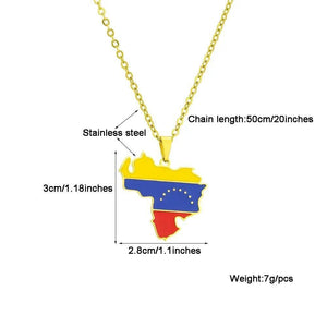 Venezuela Flag Map Necklace