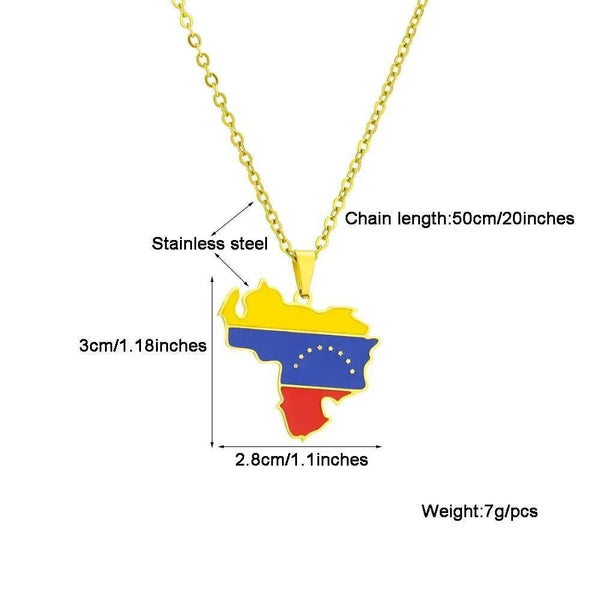 Venezuela Flag Map Necklace