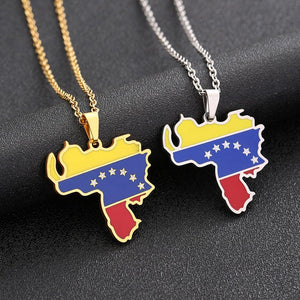 Venezuela Flag Map Necklace