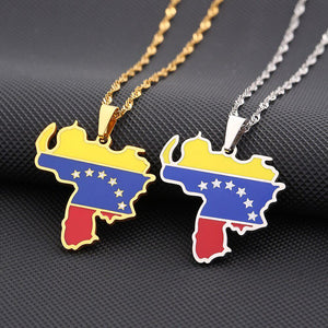 Venezuela Flag Map Necklace