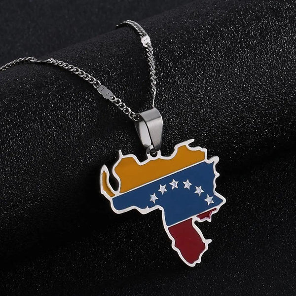 Venezuela Flag Map Necklace