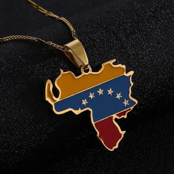 Venezuela Flag Map Necklace