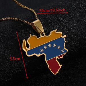 Venezuela Flag Map Necklace