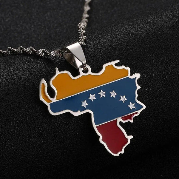 Venezuela Flag Map Necklace