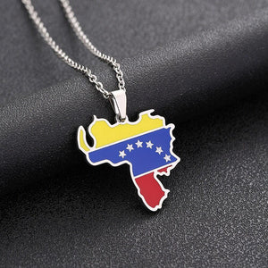 Venezuela Flag Map Necklace