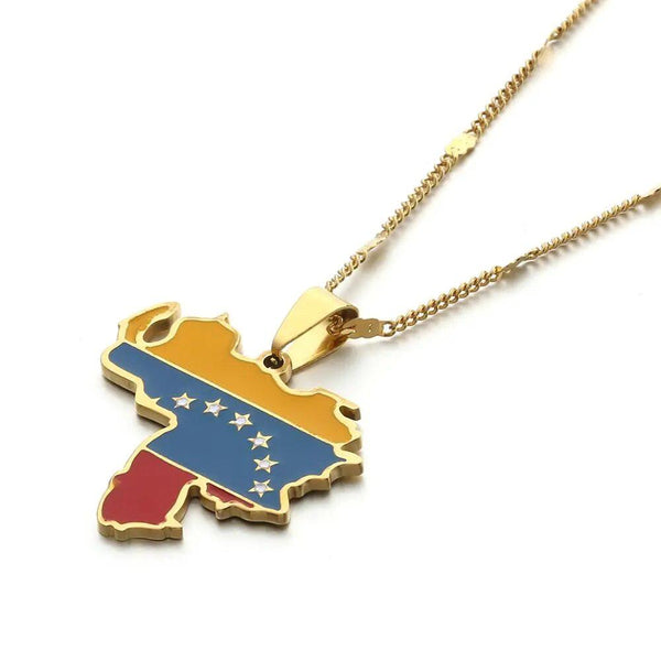 Venezuela Flag Map Necklace