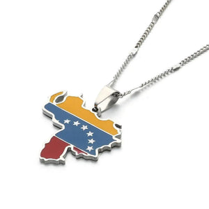 Venezuela Flag Map Necklace