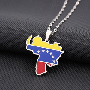 Venezuela Flag Map Necklace