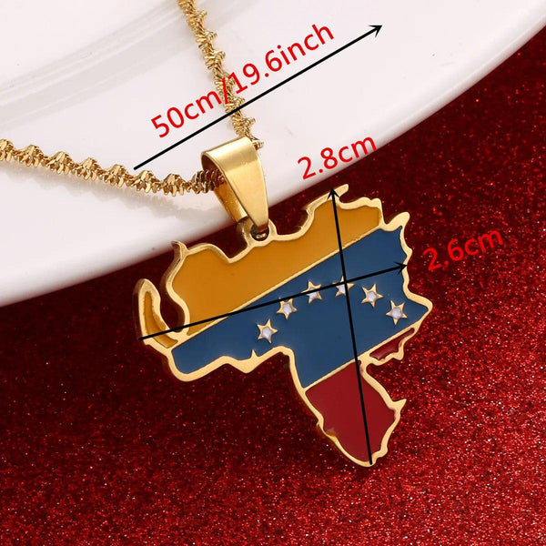 Venezuela Flag Map Necklace