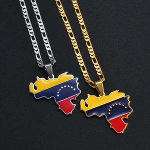 Venezuela Flag Map Necklace