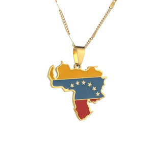 Venezuela Flag Map Necklace