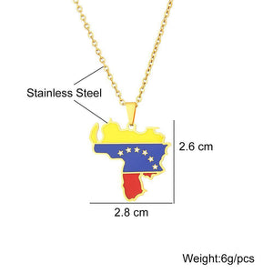 Venezuela Flag Map Necklace