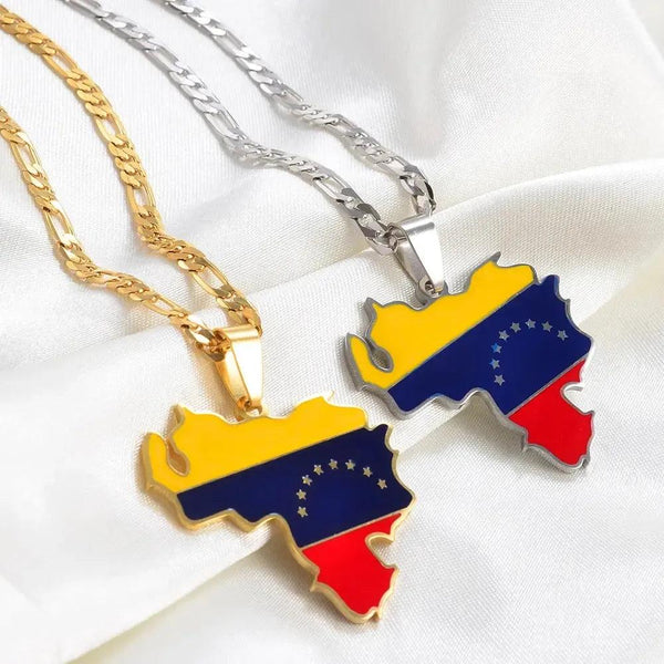 Venezuela Flag Map Necklace